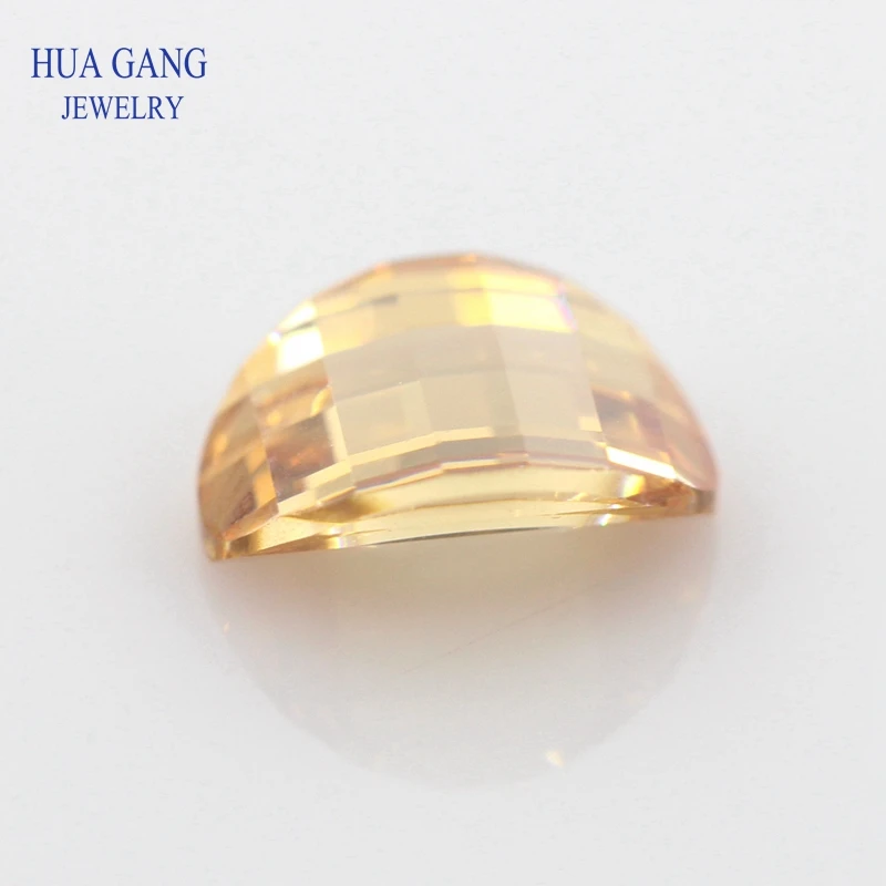 Champagne Ingots Shape Cubic Zirconia Brilliant Cut Loose CZ Stone Synthetic Gems Beads For Jewelry 5x7mm-6x8mm