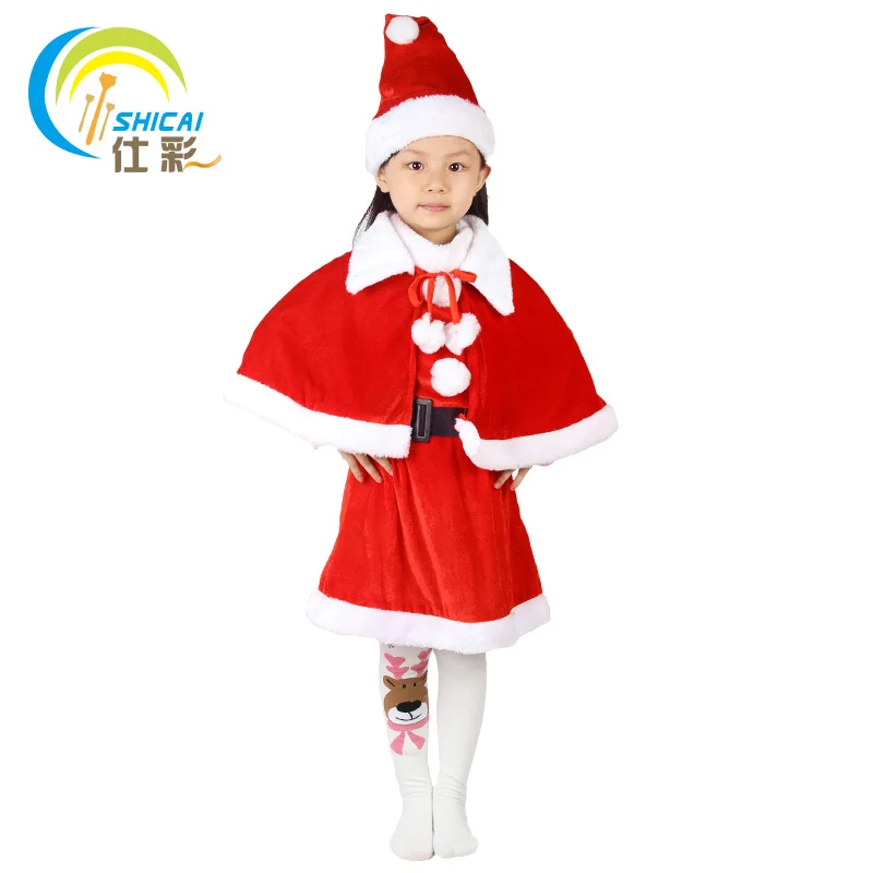 2019 new style children's shawl dress Santa Claus costume Christmas show dress men and women models costumes costume suits