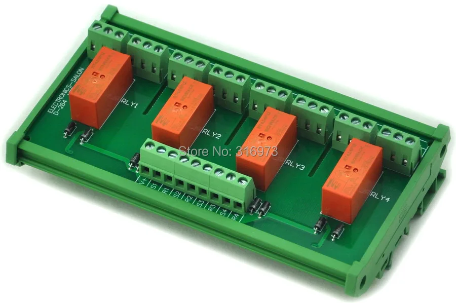 

DIN Rail Mount Passive Bistable/Latching 4 DPDT 8A Power Relay Module, 12V Version