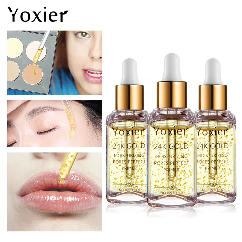 

3 шт/лот Yoxier брендовая основа для макияжа увлажняющая эссенция 24k Gold контроль масла Профессиональная Матовая сыворотка серия основа грунтовка