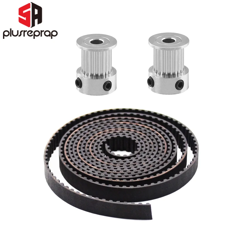 GT2-10mm Open Timing Belt 10mm Width GT2 Fiberglass Belt Rubber 2 Meters with 2 Pulley 5mm Bore 20 Teeth 3D Printer Parts