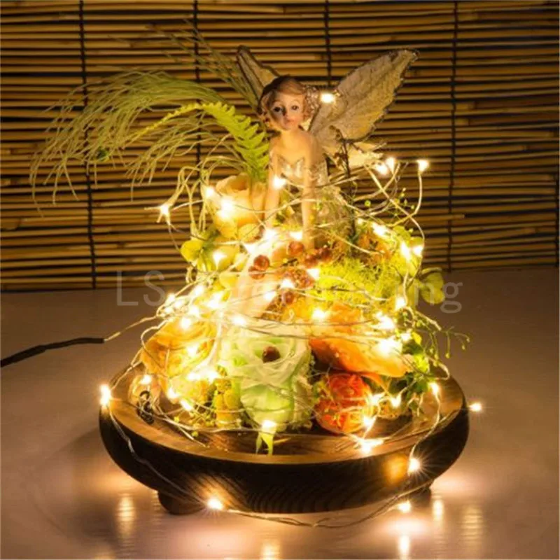 Imagem -04 - Fio de Cobre Cordas Fairy Lights Lâmpadas Impermeáveis Feriado de Natal Decoração do Pátio do Casamento Adaptador dc 12v 33 Pés 10m 100 Leds