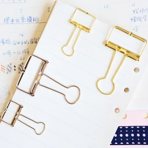 Cutout brief binder clips storage metal gold silver binder clip binders