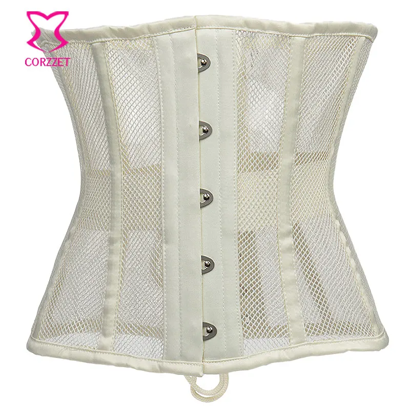 

Beige Fishnet Steel Boned Underbust Corset Sexy Lingerie Espartilhos E Corpetes Emagrecimento Corsets and Bustiers Plus Size 3XL