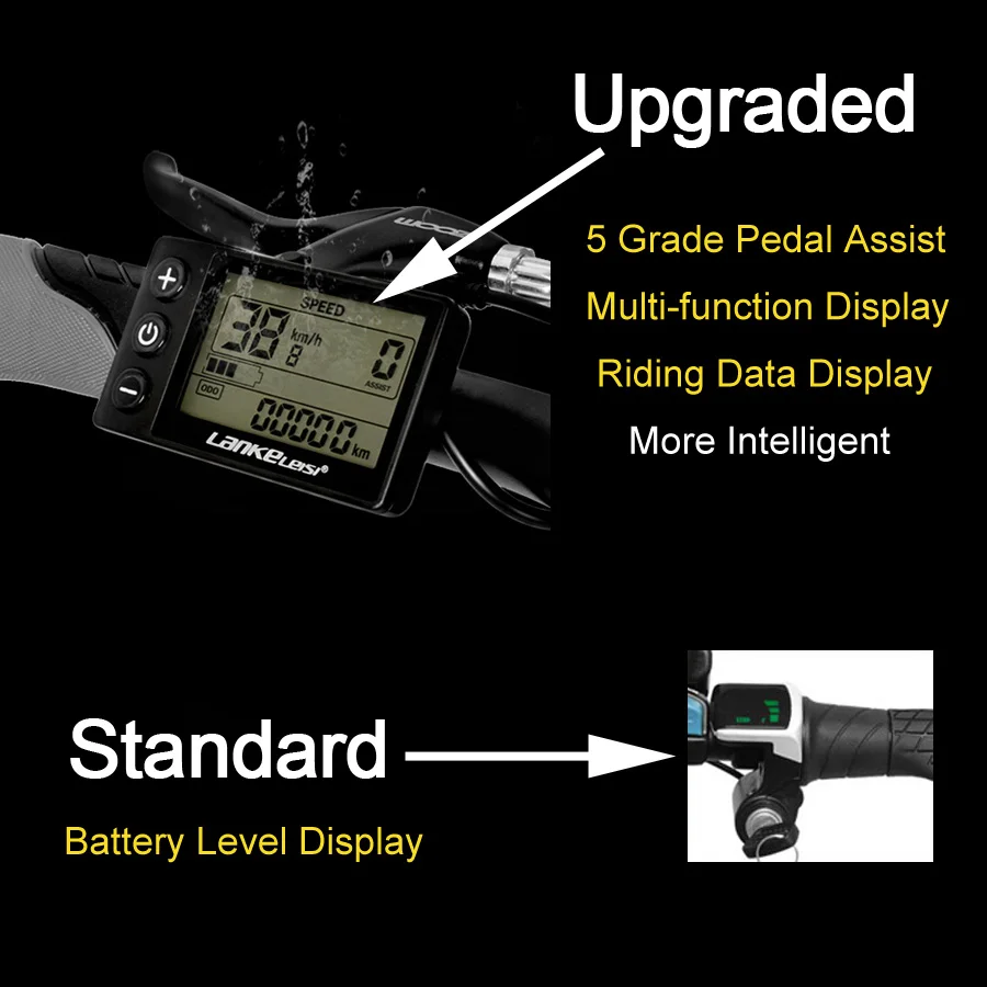 20 Inch Powerful Electric Bicycle, 400W 48V 10.4Ah/14.5Ah Lithium Battery, With LCD Display & Rear Carrier, Dual Disc Brakes