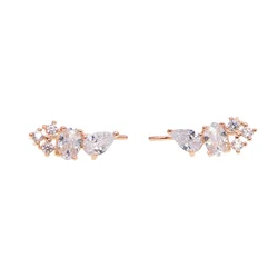 Rose Gold Color Crystal Zirconia cz Stud Earrings for Women 2023 bijoux Love Wedding Earring Statement Brinco Bijouterie