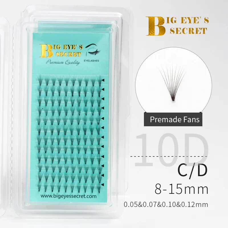 

10 D Premade Fans 12 Rows /Lot Permanent Cils Volume Lashes Natural Long Individual Eyelashes Extension Handmade Free Shipping