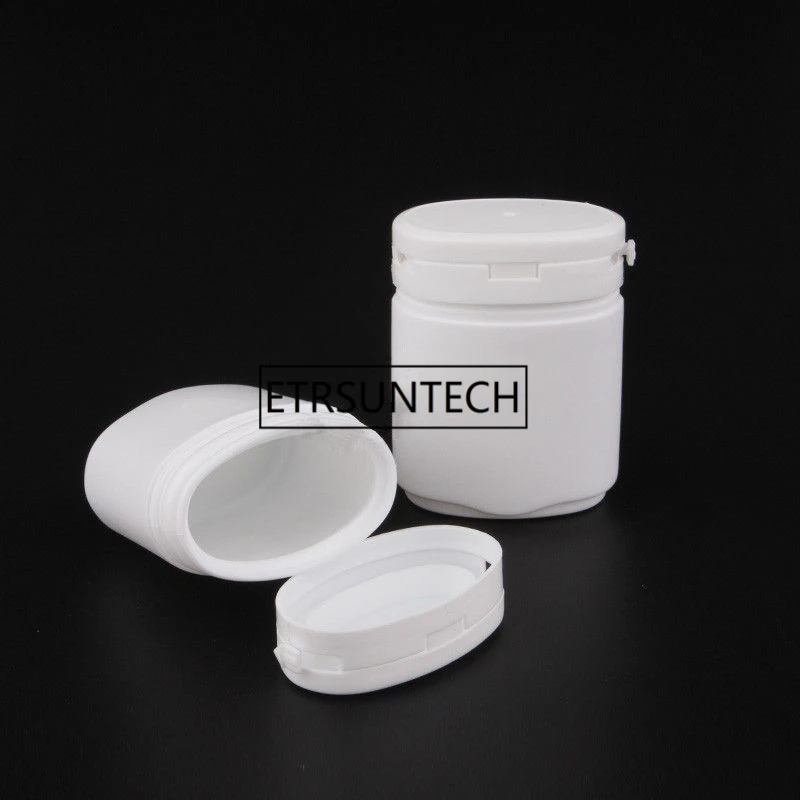 80ml White Plastic Chewing Gum Bubble Gum Bottles With Tear-off Cap 80ml Oval Shape PP Jar For Capsules/Pill Packagings F1277