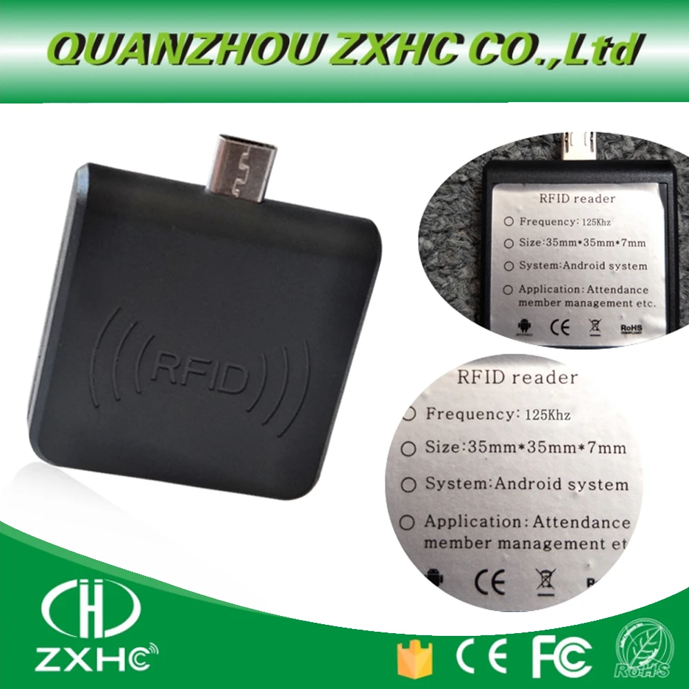 Portable 125Khz TK4100/EM4100/EM4200 RFID Reader Android Mirco USB For Smart Phone Keypad Emulation