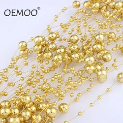 5 Meters  Line Artificial ABS Pearl Beads Chain For Garland Wedding Party Decor Hair Accessories Gold or Silver