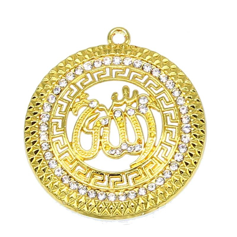 3 new brand Muslim Allah Jewelry Necklace Accessories Pendant Gold Round DIY Pendant Religious Muslim Jewelry Female