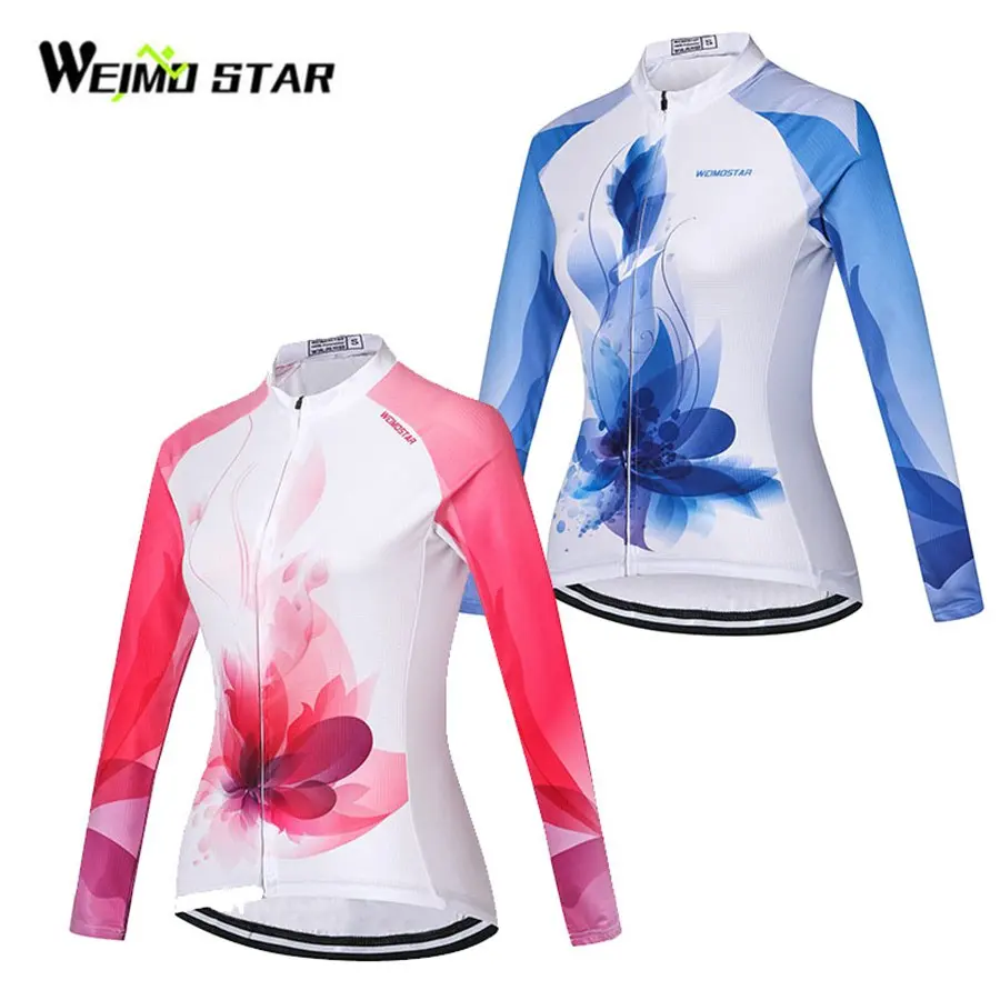 

Flowers Shirt Weimostar Women Long Sleeve Cycling Jersey cycling clothing Bike MTB Tops Breathable Clothing Jackets