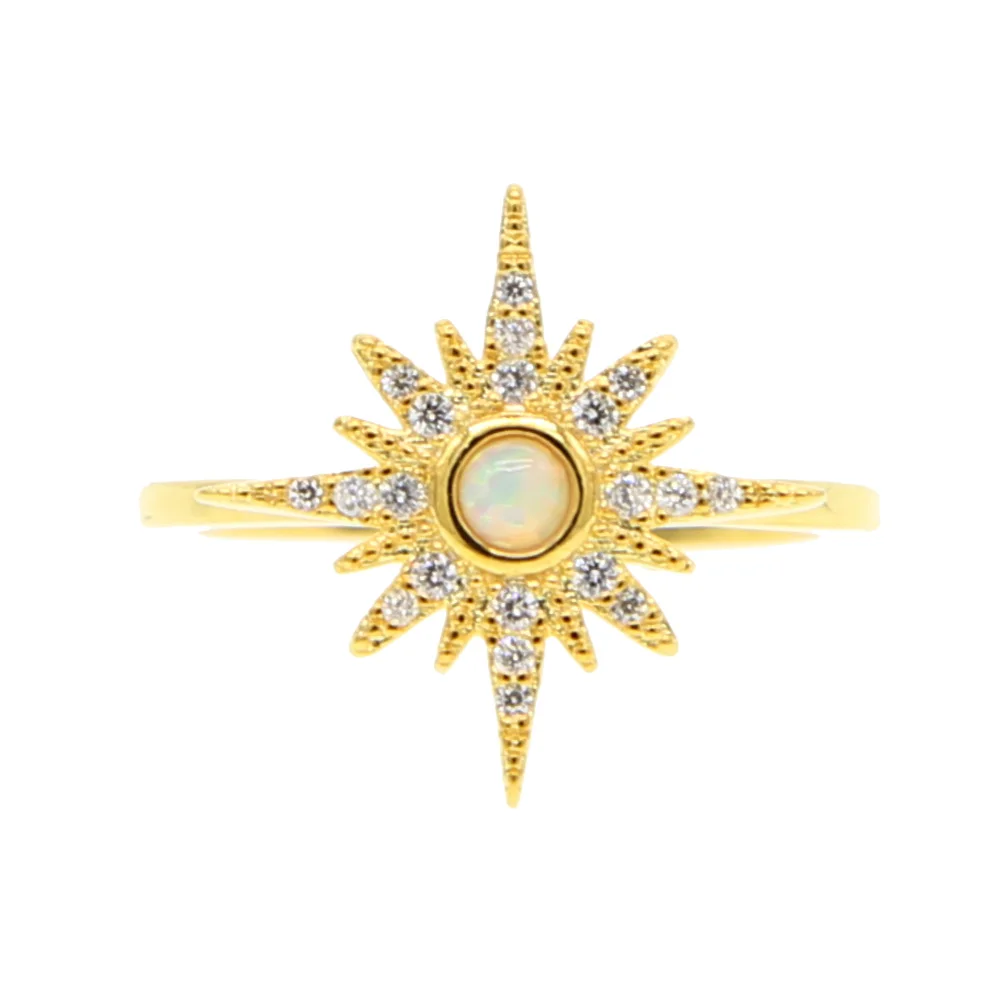 Real Limited Anillos Northstar Fire Opal Ring Sun Burst Sparking Cz Color Finger Flower Dainty Women Jewelry High Quality