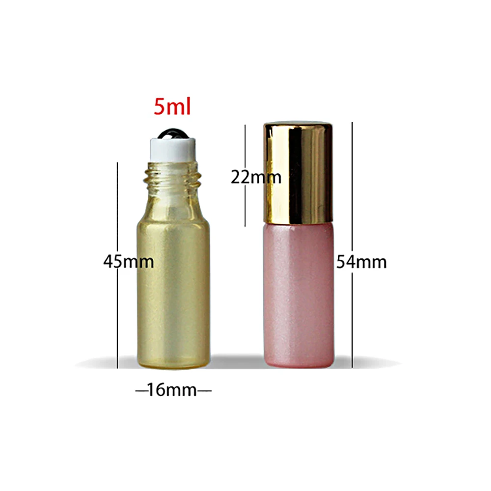 6pcs 5ml Empty Amber Glass Essential oil Roll On Bottle Vials with metal roller ball for perfume aromatherapy Tool 6 Colors