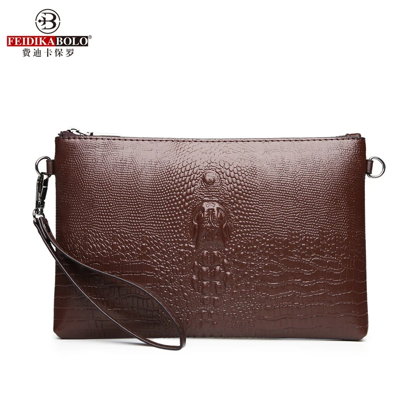 Embossed Crocodile Pattern Long Fashion Men\'s Clutch Classic Business Bag Personalized Mobile Phone Change Card Package