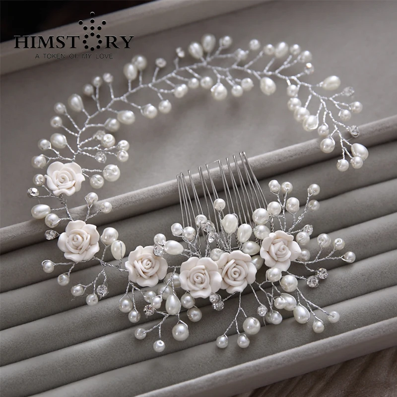 

New Handmade Pearl Flower Wedding Long Hair Comb Bridal Accessories Women Party Prom Jewlery Headpiece Hairwear