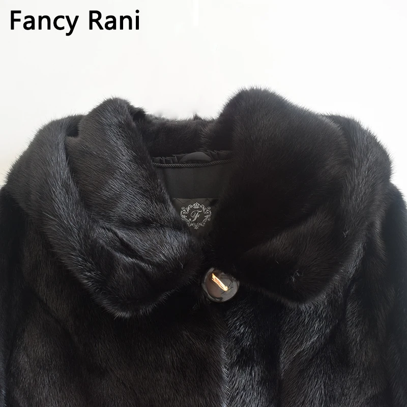 Fancy Rani Damesjas 100% Echte Nertsbont Met Capuchon Overjas Winter Warm Vol Pelt Natuurlijke Bontjas Van Hoge Kwaliteit Nertsen Lange Jas