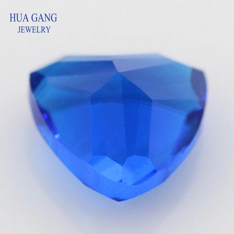 113# Blue Trillion Shape Princess Cut Loose Glass Beads Synthetic Gems For Jewelry Size 3x3~12x12mm