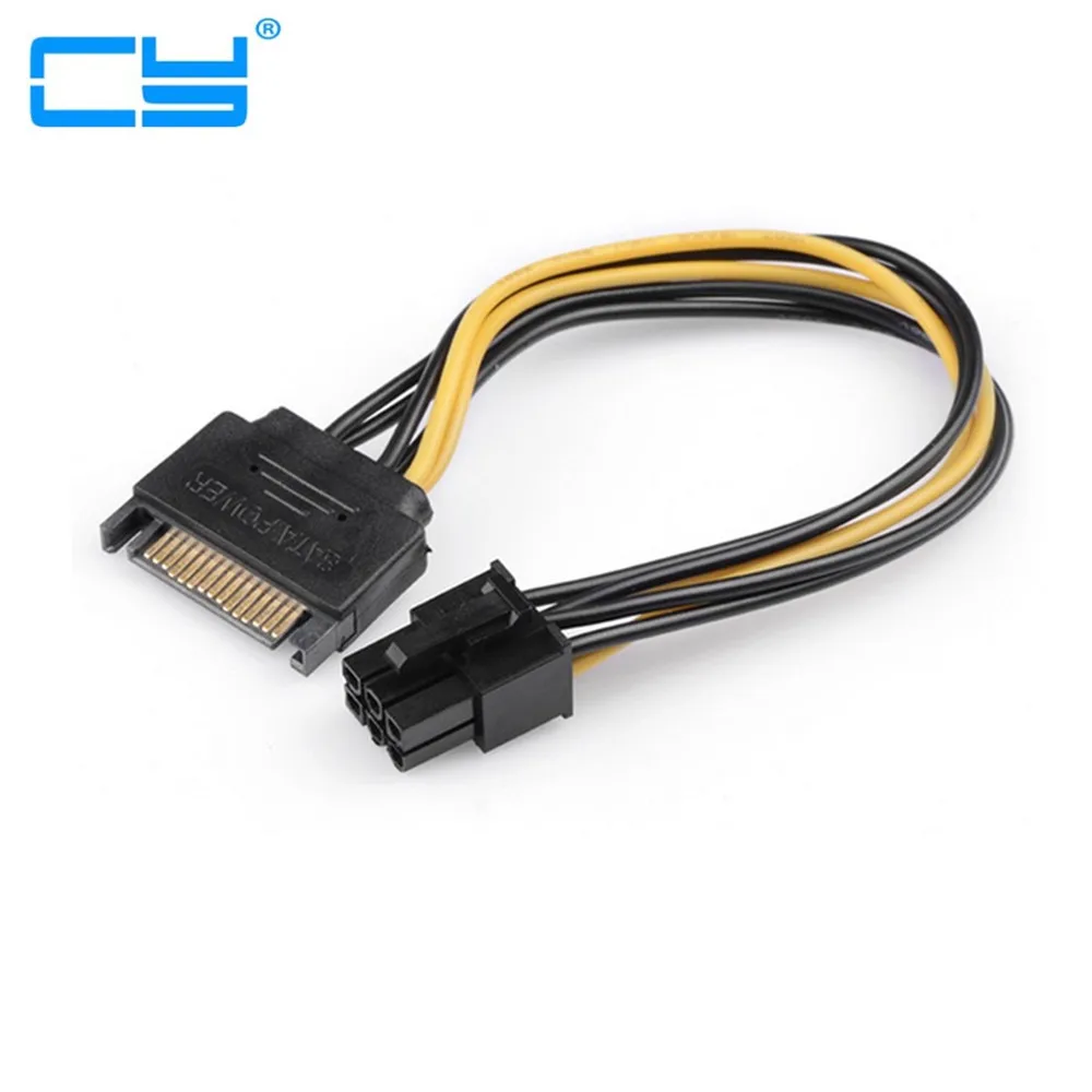 SATA 15 Pin Male M to PCI-e pcie pci-Express pci express Card 6 Pin Female Graphics Video Card Power Cable 15cm