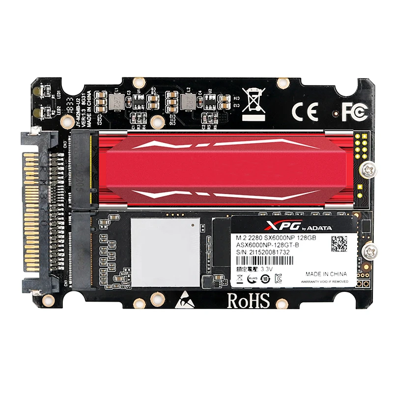 Адаптер M.2 SSD в U.2, адаптер 2в1 M.2 NVMe и SATA-Bus NGFF SSD в PCI-e U.2, адаптер для PCIe M2, конвертер для настольных компьютеров