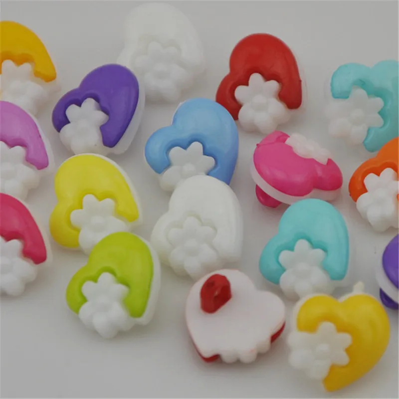 New 50/100pcs mixing heart-shaped Baby/Kid\'s Backholes sewing buttons PT29