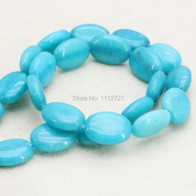 

Hot Sale SkyBlue Quartz Chalcedony Stone Loose Beads Oval Fitting DIY Jewelry Making Crafts 15inch For Women Girls Gifts 13*18mm