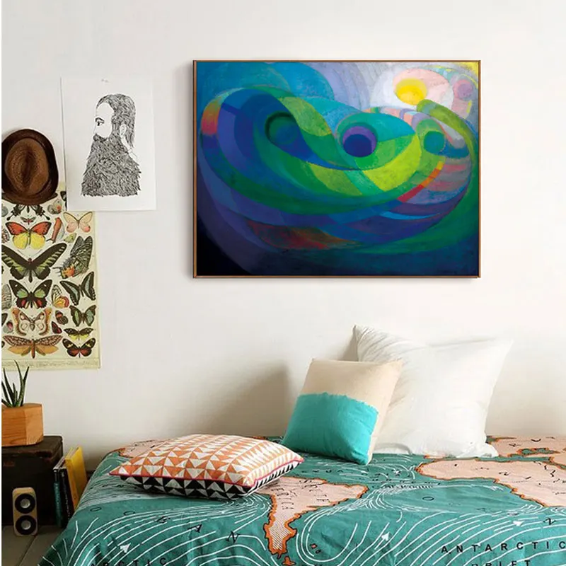 

Print Blue Canvas Painting Posters and Prints Modern Abstract Oil Painting Wall Art Bedroom Living Room Cuadros Decoracion Salon