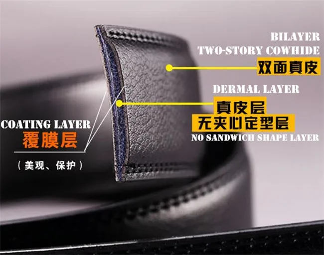 10pcs! Special Offer 3-3.5cm Width Men Genuine Leather Belts,Two-story Cowhide Automatic Buckle Waistband,without Belt Buckle