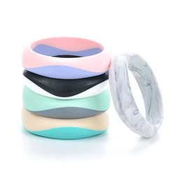 New Arrival Teething Bracelet Baby Silicone Bangle Teether 1pcs Chew Jewelry For Mom Adult Size Double Colors Silicone Beads