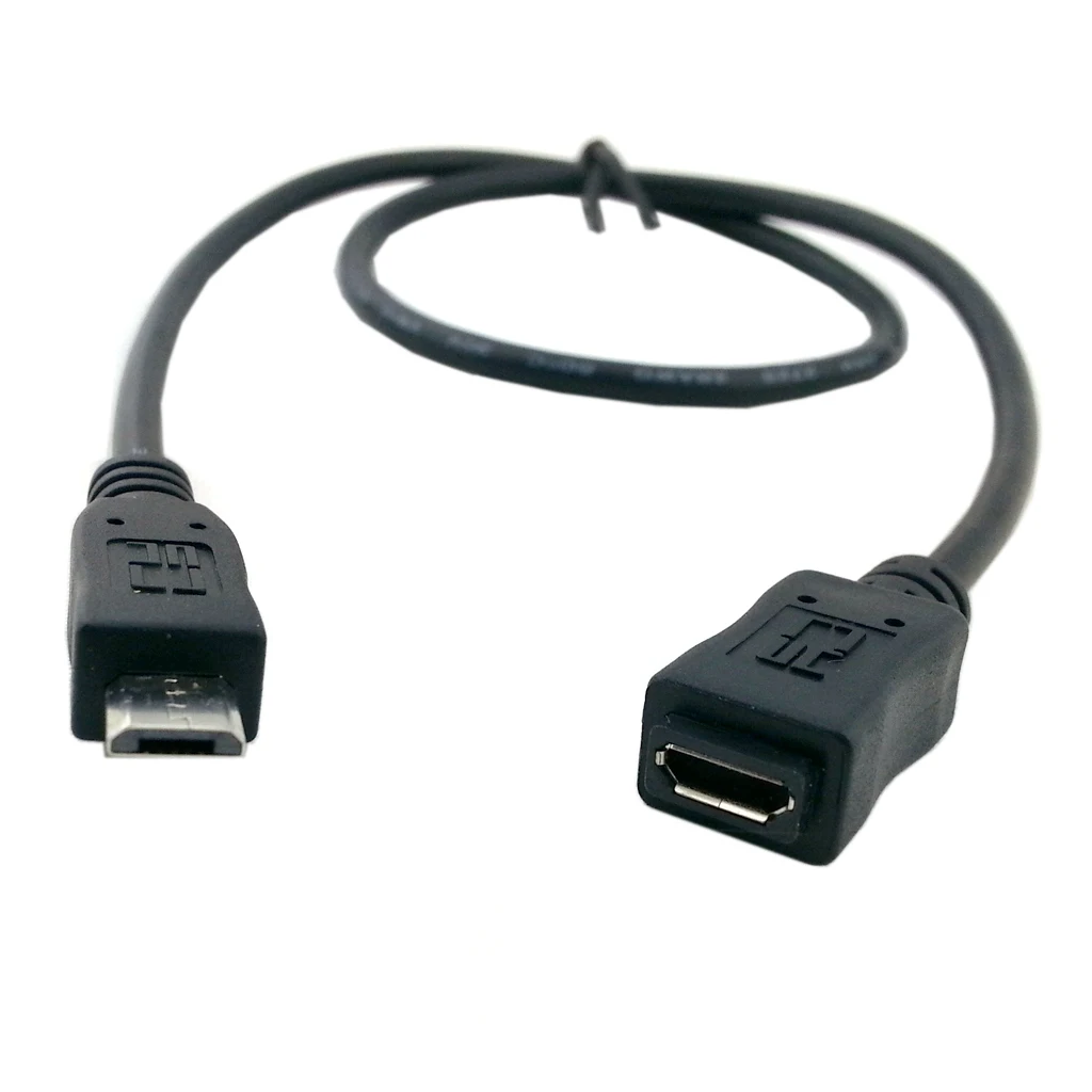 CY Hi-Speed Transfer Rate Data Cable Black Extender Charger Micro USB 2.0 Type A Male To Female Extension Charging Cable