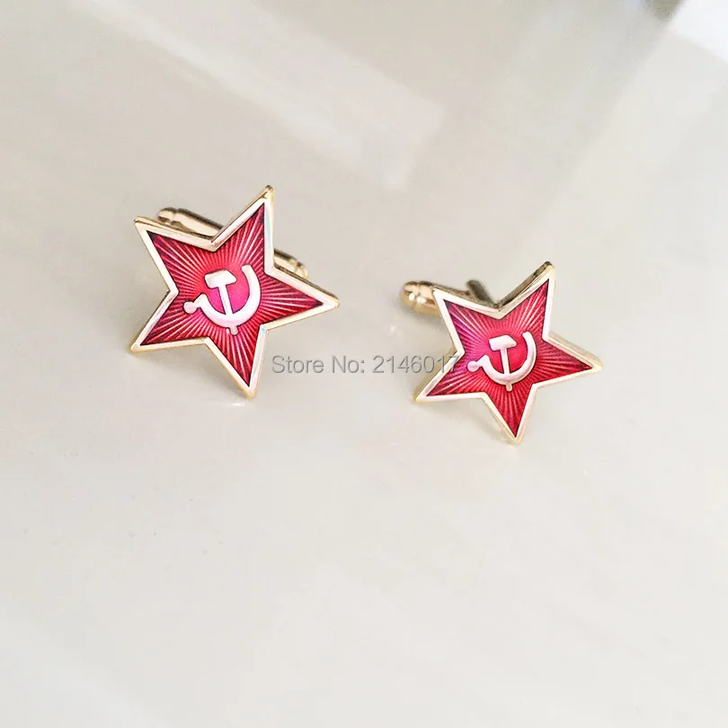 

10 pairs Wholesale Red Star Hammer Sickle Logo Cufflinks Communism Soviet Union Ussr Cuff Link Souvenir