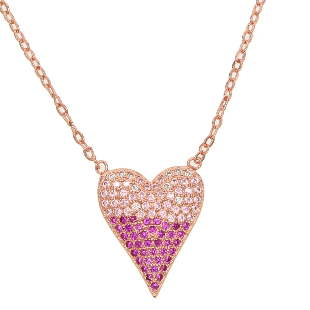 Rose gold color three design pink white cubic zirconia choker charm necklace gorgeous women cz jewelry