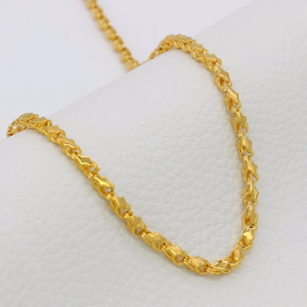 Adixyn Length 200cm 4MM Ethiopian Chain Necklaces for Women/Men,Gold Color African Eritrean Necklace/Dubai/Arab N0254