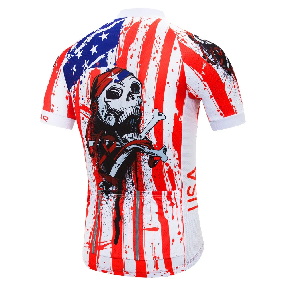 2021 Men's Summer Cycling Jersey MTB Cycling Clothing Short Sleeve Jerseys Apparel Bike Wear Shirt Tops Jacket USA Flag Skull