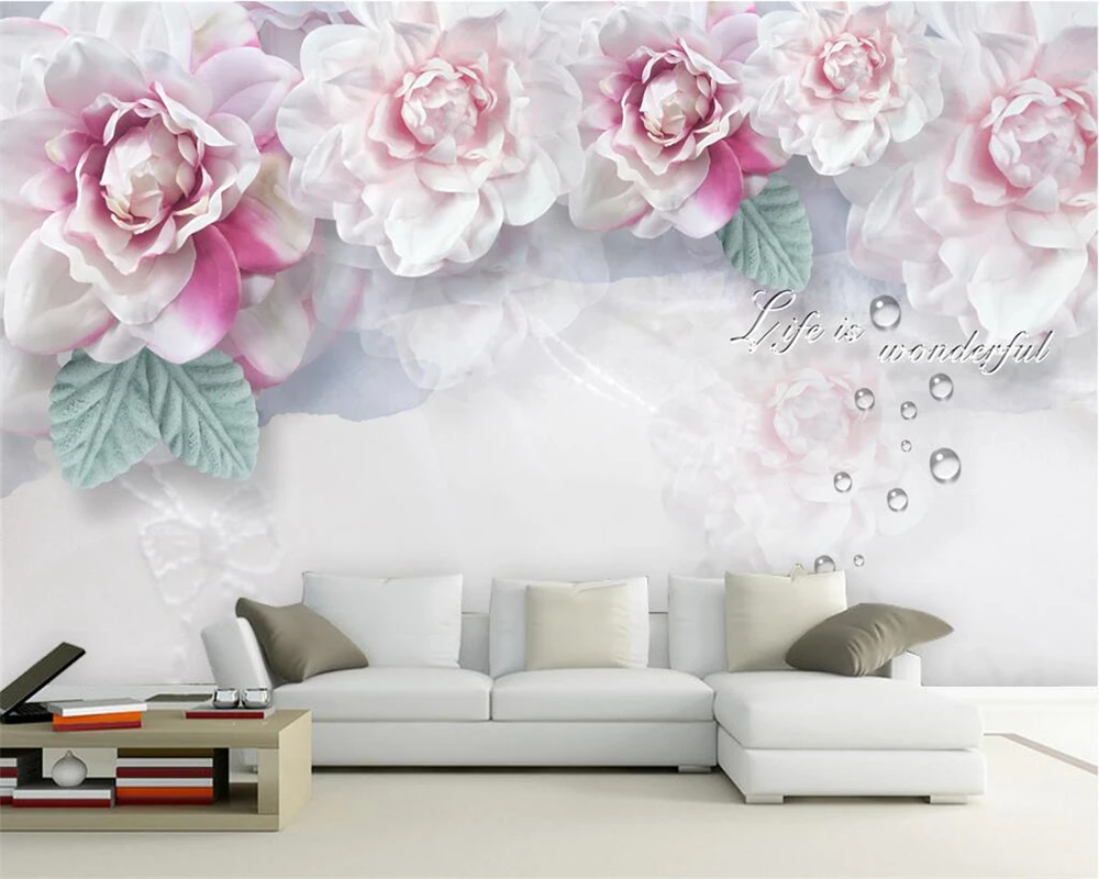 Beibehang Custom wallpaper pastoral three-dimensional silk floral sofa TV background living room bedroom background 3d wallpaper