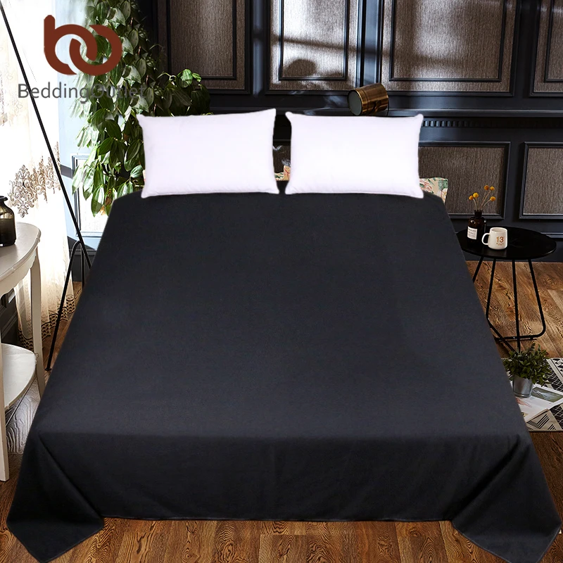 BeddingOutlet Solid Color Bed Sheet One Piece White Black Red Flat Sheet Microfiber Soft Bedding Bedspreads Twin Full Queen King