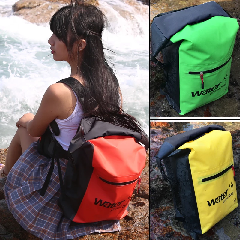 Imagem -02 - Impermeável Seco Bolsa Mochila Mochila Pacote de Armazenamento Natação Rafting Caiaque Rio Trekking Flutuante Vela Canoa Barco 25l