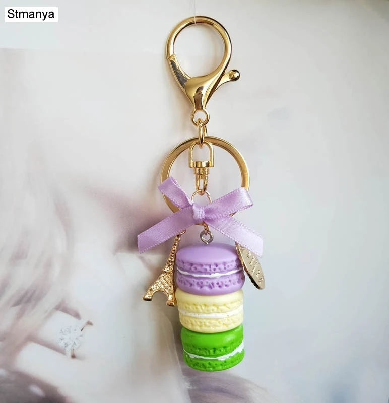 Fashion Cake Keychain with Eiffel Tower Charm