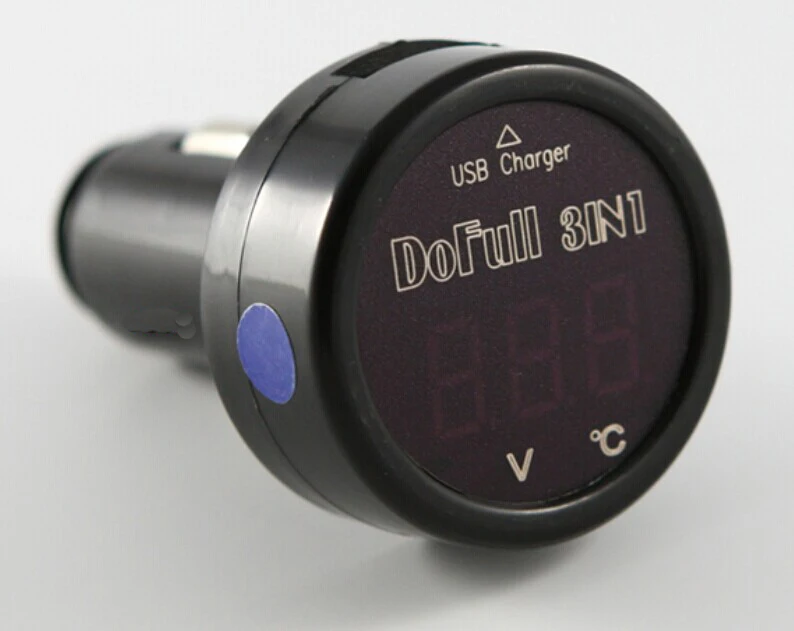 Monitor de encendedor de cigarrillos de coche, termómetro Digital de voltaje de batería, cargador de coche USB 3 en 1 para teléfono móvil, teléfonos móviles Apple
