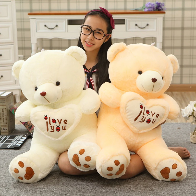 1pc Big I Love You Teddy Bear Large Stuffed Plush Toy Holding LOVE Heart Soft Gift for Valentine Day Birthday Girls' Brinquedos