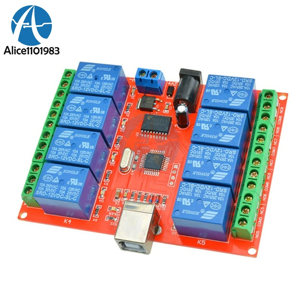 12V USB Relay 8 CH Channel Programmable Computer Control For Smart Home Controller Module Board