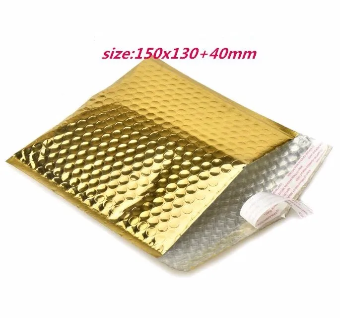 

13*15cm+4cm 100pcs Small Gold mailing bags, Sliver Aluminum bubble shipping bag honeycomb padded envelopes bubble mailer