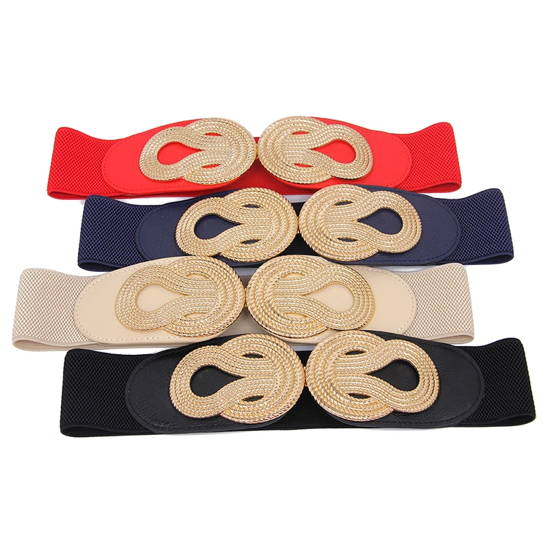 Ceinture en cuir rouge et noir pour femmes, nouvelle collection, grande boucle à nœud, large, tendance, robe assortie