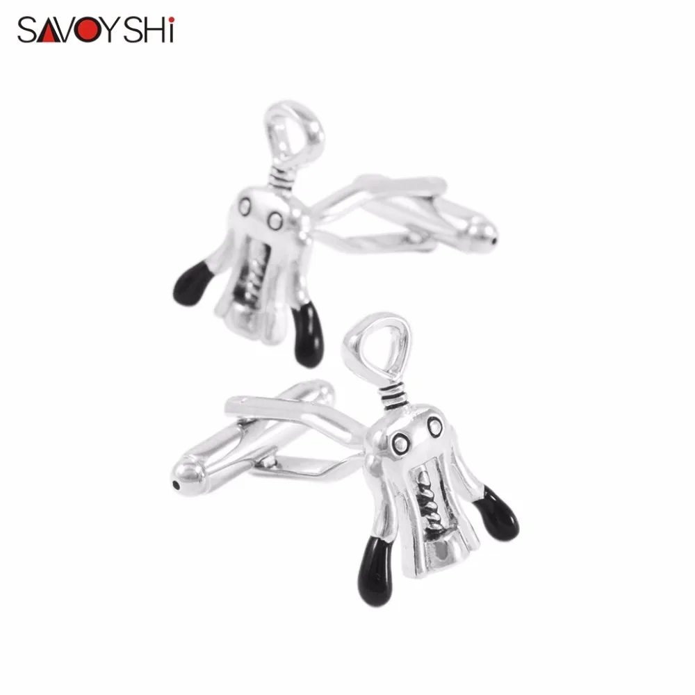 SAVOYSHI Fashion Corkscrew Cufflinks for Mens Shirt Cuff High Quality Black Novelty Enamel Cufflinks Brand Jewelry Design