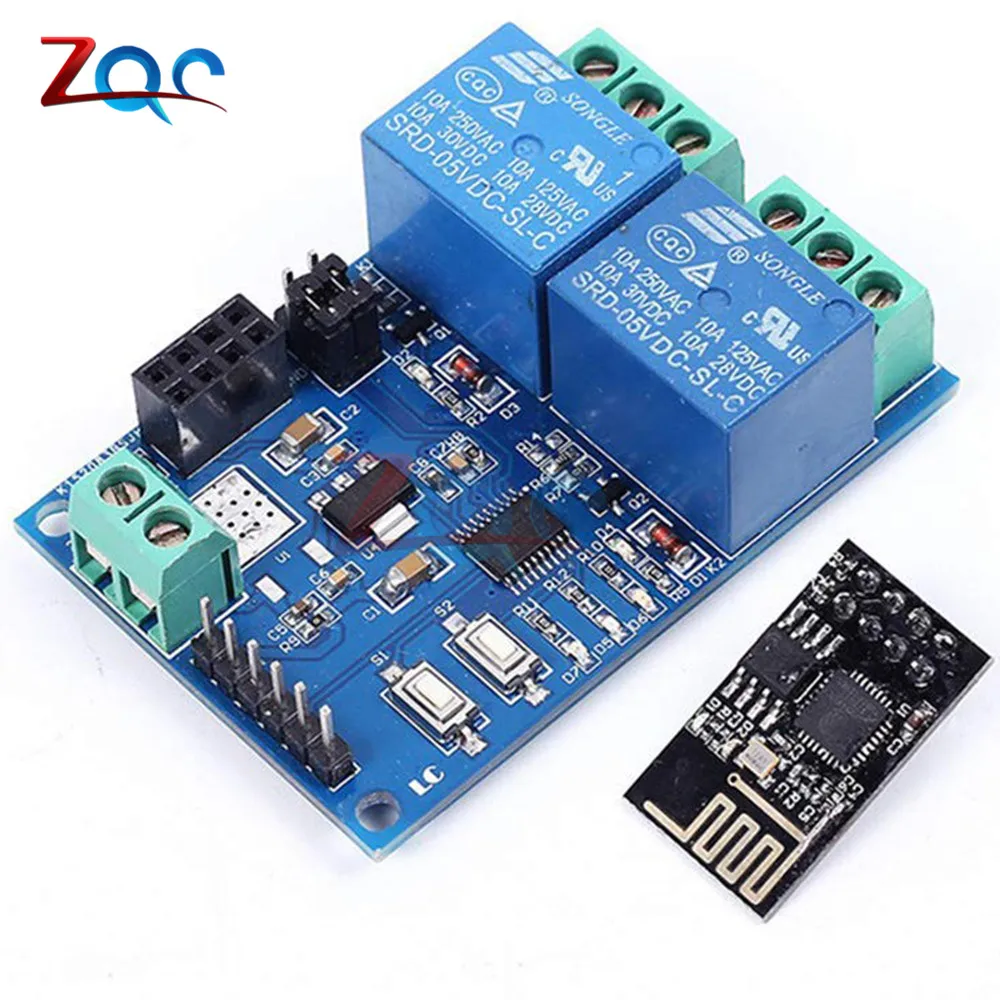 DC 5V ESP8266 ESP-01 2 Channel WiFi Relay Module 2-Channel Relay Module for IOT Smart Home Phone APP Controller