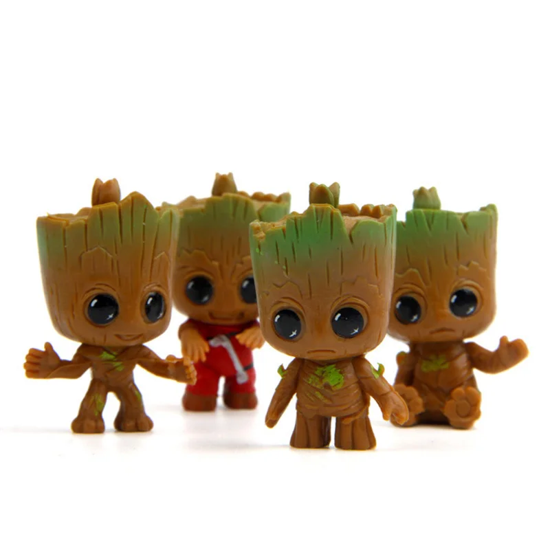 Kawaii Capsule toys 4pcs/set Disney Brinquedos Guardians Of Galaxy Baby groot Tree Model Action Figures toy for kids Xmas gift image 3