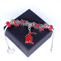 DOUBLE NOSE Greece Greek Sorority Fraternity Brotherhood DST Red Delta Fortitude Bracelets Snake Chain Big Hole Beads Jewelry