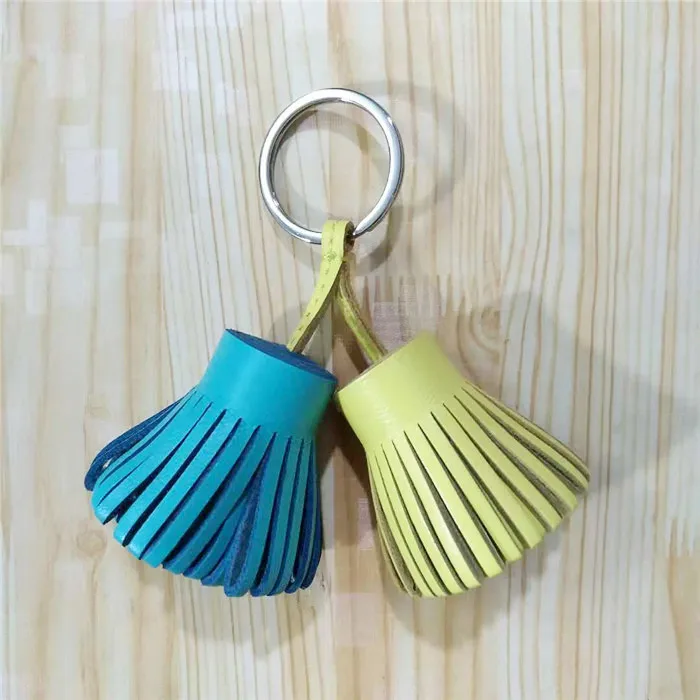 Luxury Brand Tassel Leather Keychain Diy For Purse Bag Handbag  Accessories Keyring Women Charm Backpack Pendant Gift Elegant