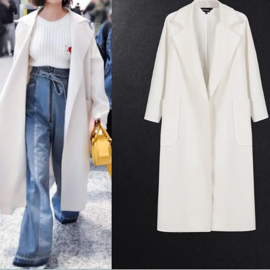 

Autumn& Winter Fashion loose Women's White Coats Winter Long Coat New Design Warm Oversize Cashmere coat