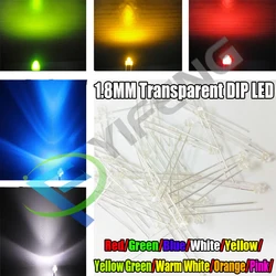 30pcs 1.8mm red yellow blue green white yellow green orange warm white pink Ultra Bright water clear Transparent DIP LED